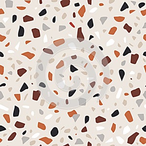 Modern terrazzo seamless pattern. Decorative granite stone texture. Hand crafted repeating tile design in natural