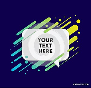 Modern text box with colorful stripes and dark blue background. Ideal for motivational quotations. Vector illustration.