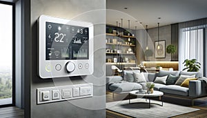 Modern Thermostat Control in Contemporary Living Room