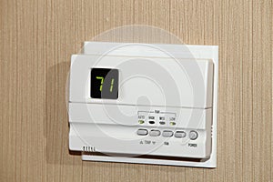 A modern thermostat for controlling individual room temperatures.