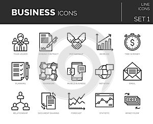 modern thin icons set of business elements