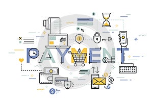 Modern thin line design concept for payment website banner.