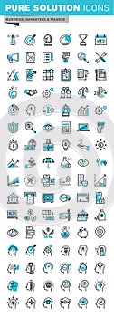 Modern thin line flat design icons set of business, finance and human resources