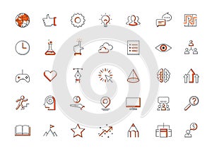 Modern thin line icons set of doing business elements, solution for clients.