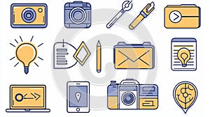 Modern thin line mini icons designed with simple outlines and a 24x24px grid. Modifiable strokes and pixel-perfect. photo