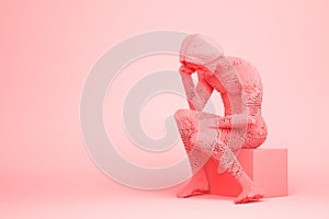 Modern Thinker made of pink cubes