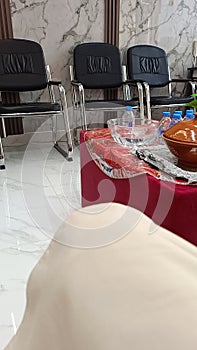 modern three black chairs in office