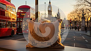 Modern Throw Pillow On London Countertop - Detailed Cityscapes