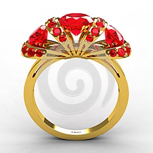 Modern Tiffany style gold ruby engagement ring