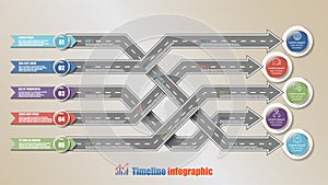 Modern Timeline Infographic with 5 options, Vector Illustration