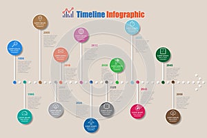 Modern Timeline Infographic with 13 steps circle, Vector Illustration