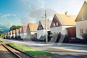 Modern tipical terraced white houses in Dresden, Germany