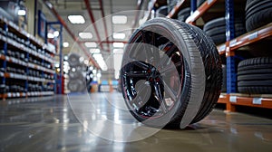 Modern tire in warehouse - generative ai