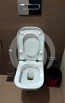 A modern toilet white bowl.