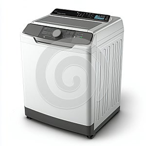 A modern top-loading washing machine designed for efficient laundry cleaning