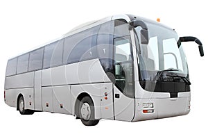 Modern tourist bus on white background