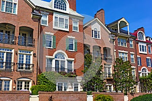 Modern townhouses at Old Town Alexandria waterfront in Virginia, USA.