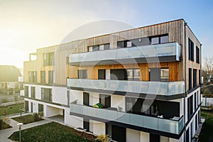 Modern townhouses in a residential area