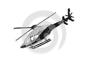 Modern toy military helicopter on white