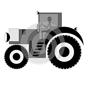Modern tractor agricultural machinery for field work.