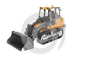 Modern tractor crawler loader with front bucket rear render on white background no shadow