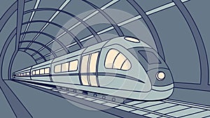Modern Train Entering Tunnel, Efficient Public Transport, vector design Generative AI