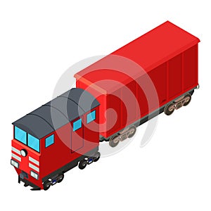 Modern train icon, isometric style