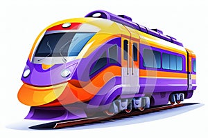 Modern Train Isolated on White Background. Generative ai