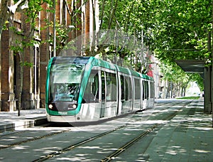 Modern tram in Barcelona