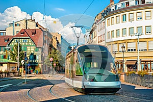 Modern tram in Strasbourg
