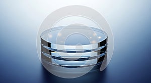 Modern Transparent Glass Podium Display on Blue Gradient Background