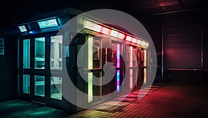 Modern transportation illuminates futuristic subway station in underground city corridor generated by AI