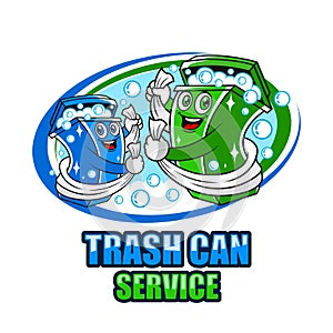 Modern trash can service logo.