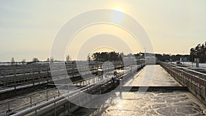 Modern treatment plant waste water sewage aeration basin bubbling