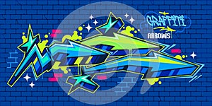 Modern Trendy Colorful Abstract Urban Street Art Graffiti Style Arrows Vector Illustration Template