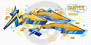 Modern Trendy Colorful Abstract Urban Street Art Graffiti Style Arrows Vector Illustration Template