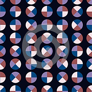 Modern and trendy geometric polka dot 4 quaters seamless pattern