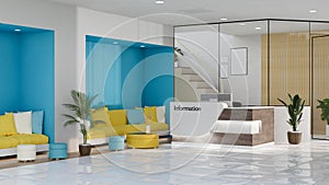 Modern trendy health care centre or medical clinic lobby and waiting room interior background