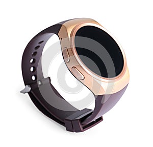 Modern trendy smart watch on white