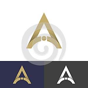 Modern triangle logo design. Letter A logo design with semi circle.