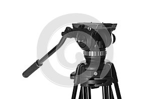 Modern tripod for camera isolated on white