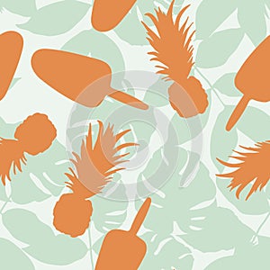 Modern tropical flowers seamless pattern design