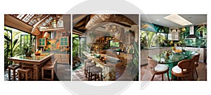 modern tropical kitchen interior design ai generated