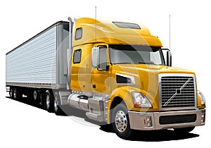 Modern truck Volvo VT880 with semi-trailer and yellow cab. photo