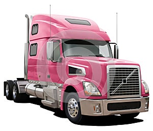 Modern truck Volvo VT880 in pink.