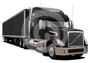 Modern truck Volvo VT880 with semi-trailer completely black.