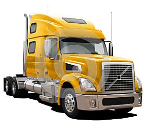 Modern truck Volvo VT880 in yellow.