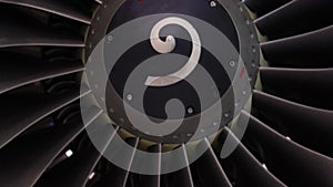 Modern turbofan engine. close up of turbojet of aircraft on black background. blades of the turbofan engine of the