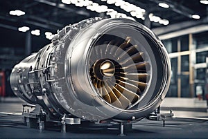 Modern turbojet engine, detailed technology turbine jet engine illustration