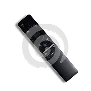 Modern TV remote control isolated on white background. Top view, minimalism. with clipping paths